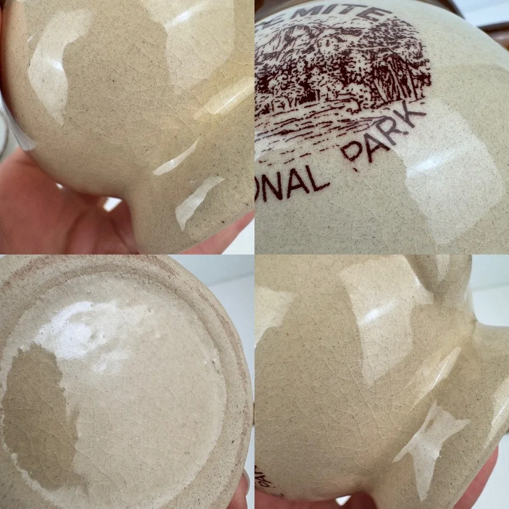Vtg‎ Yosemite National Park Souvenir Brown Dip Creamer Pitcher Style w Bowl READ